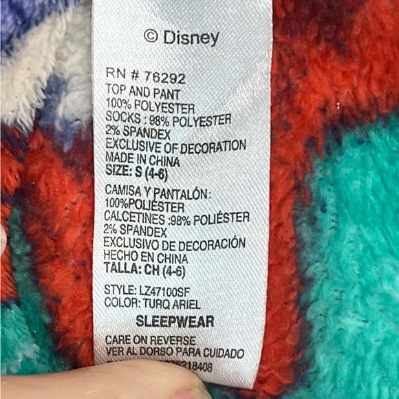 Disney Fleece Little Mermaid Ariel Pajamas Set Sz Small Blue - Picture 10 of 16